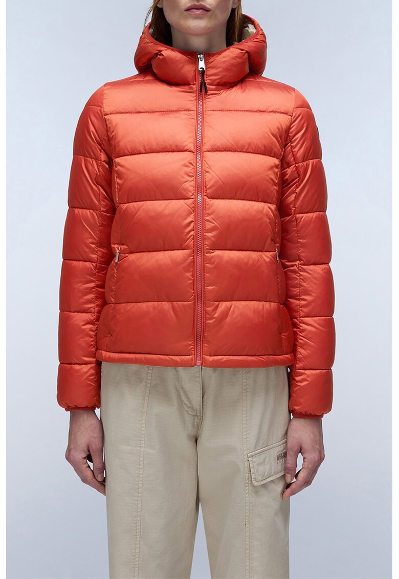 Jacheta cu gluga si aspect matlasat Aerons Rise - Portocaliu