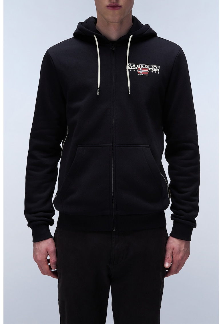 Hanorac din amestec de bumbac cu fermoar - Negru