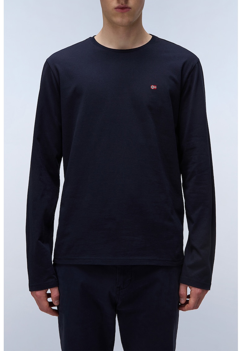 Bluz de bumbac cu decolteu la baza gatului Salis - Albastru ultramarin