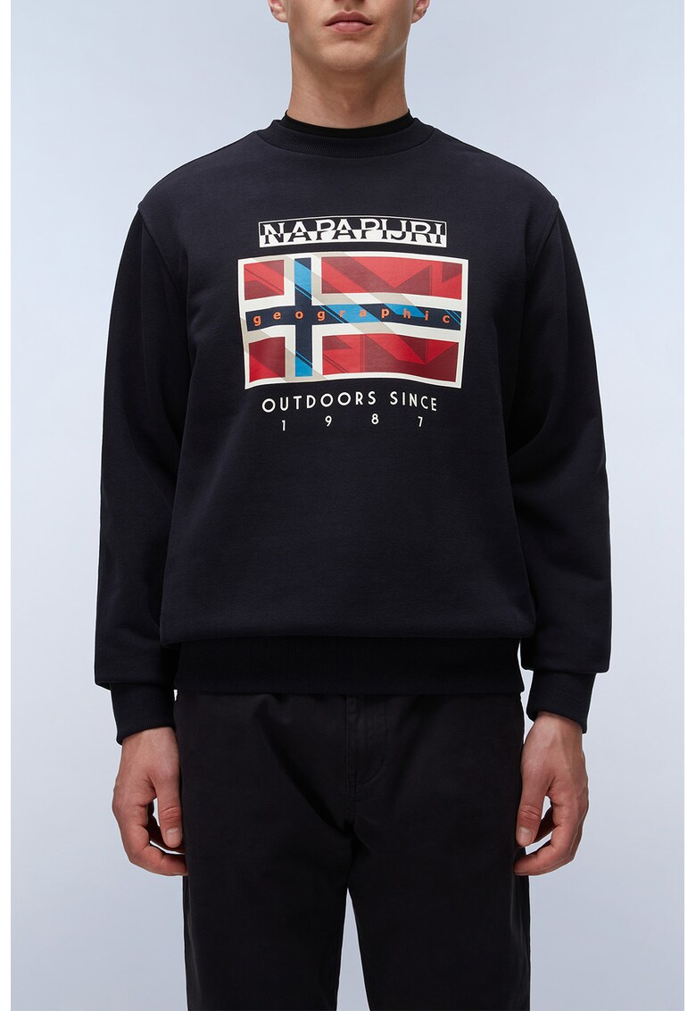 Bluza lejera de trening cu imprimeu si decolteu la baza gatului - Rosu/Negru