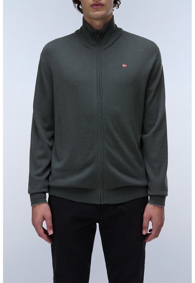 Cardigan din lana cu fermoar Damavand - Gri carbune