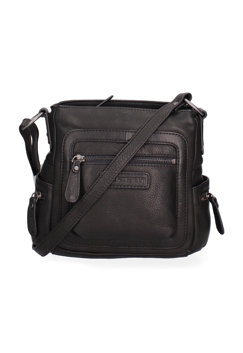 Geanta crossbody de piele 32599 - Negru