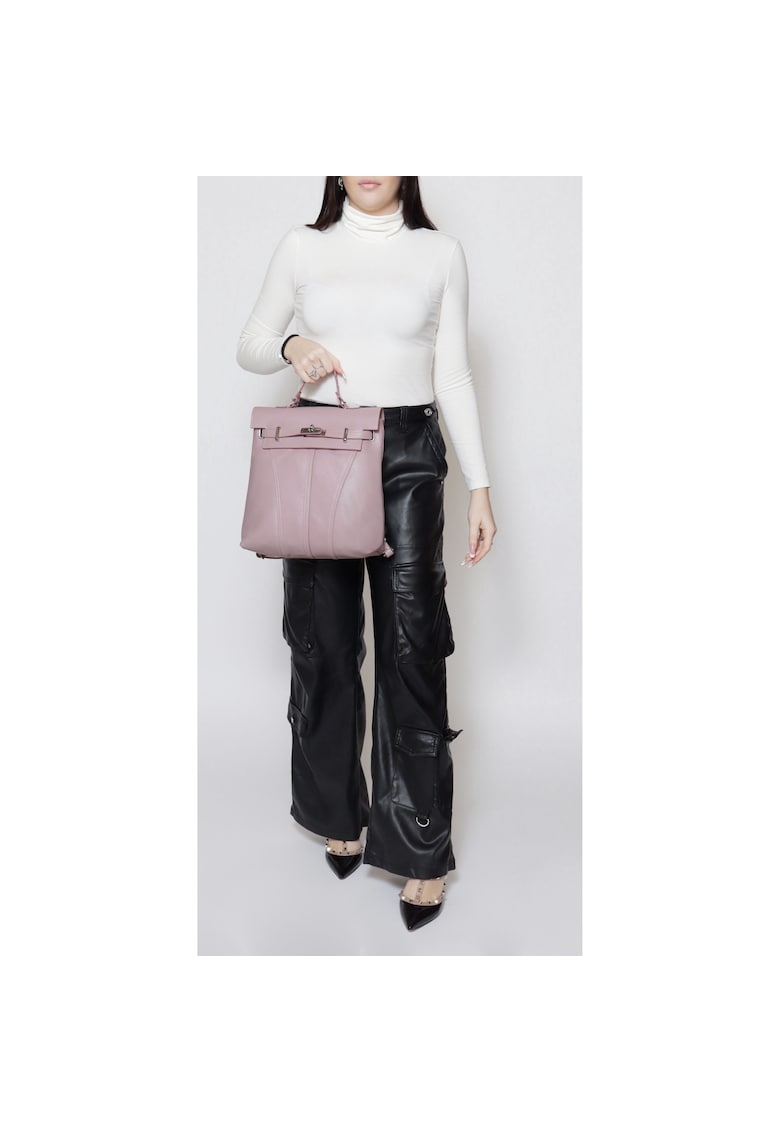 Rucsac convertibil de piele 32739 - Roz