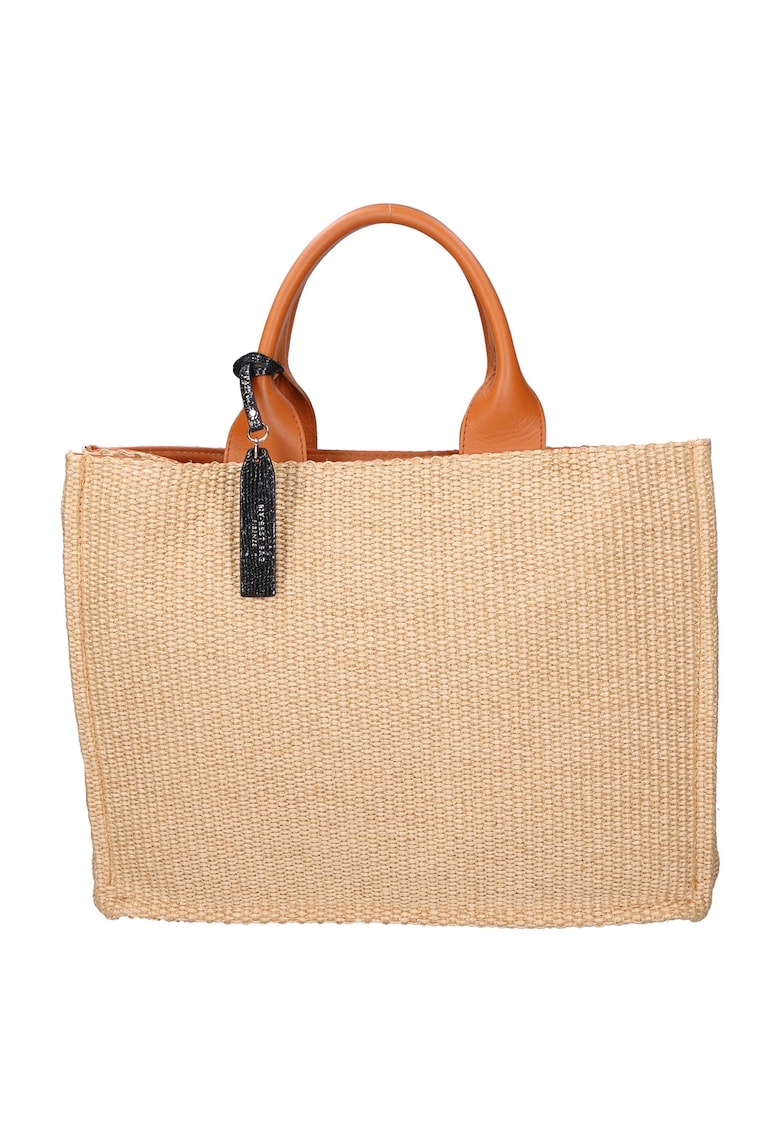 Geanta shopper de piele si material textil