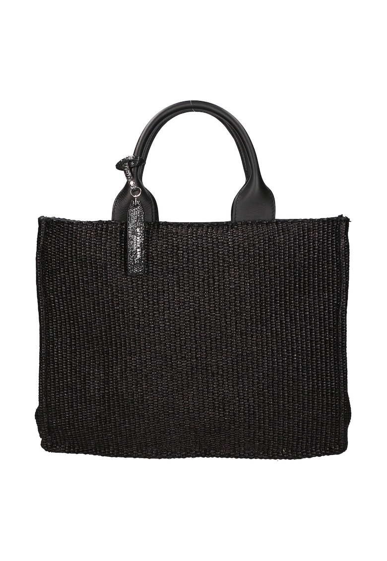 Geanta shopper de piele si material textil