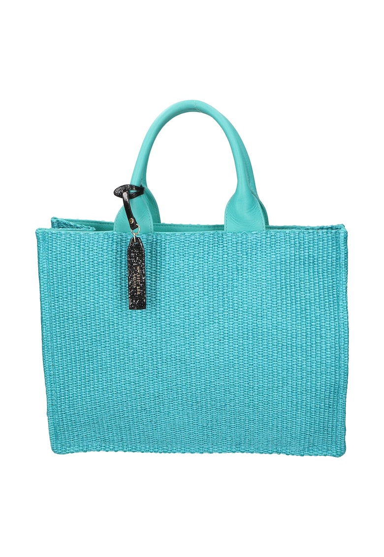 Geanta shopper de piele si material textil