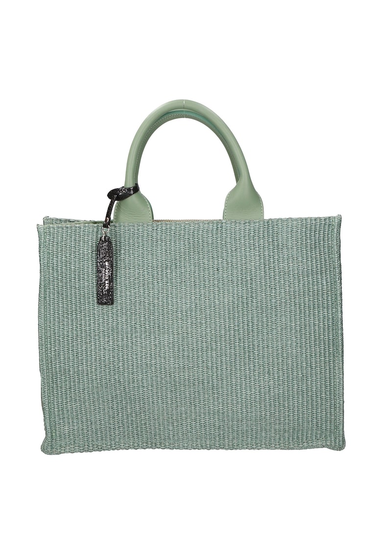 Geanta shopper de piele si material textil