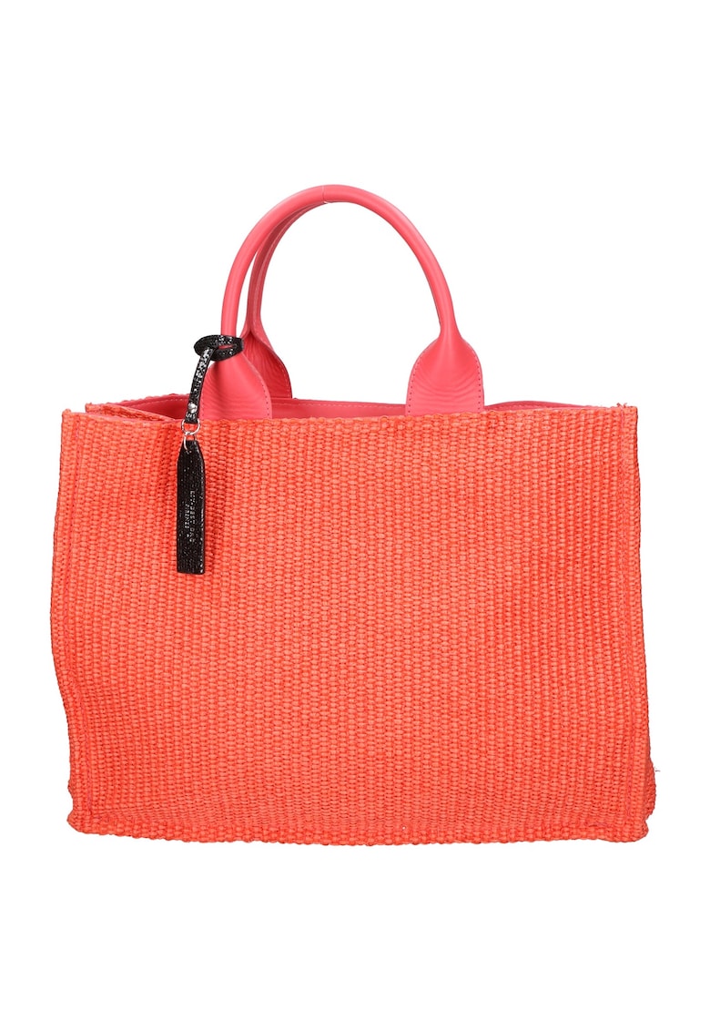 Geanta shopper de piele si material textil