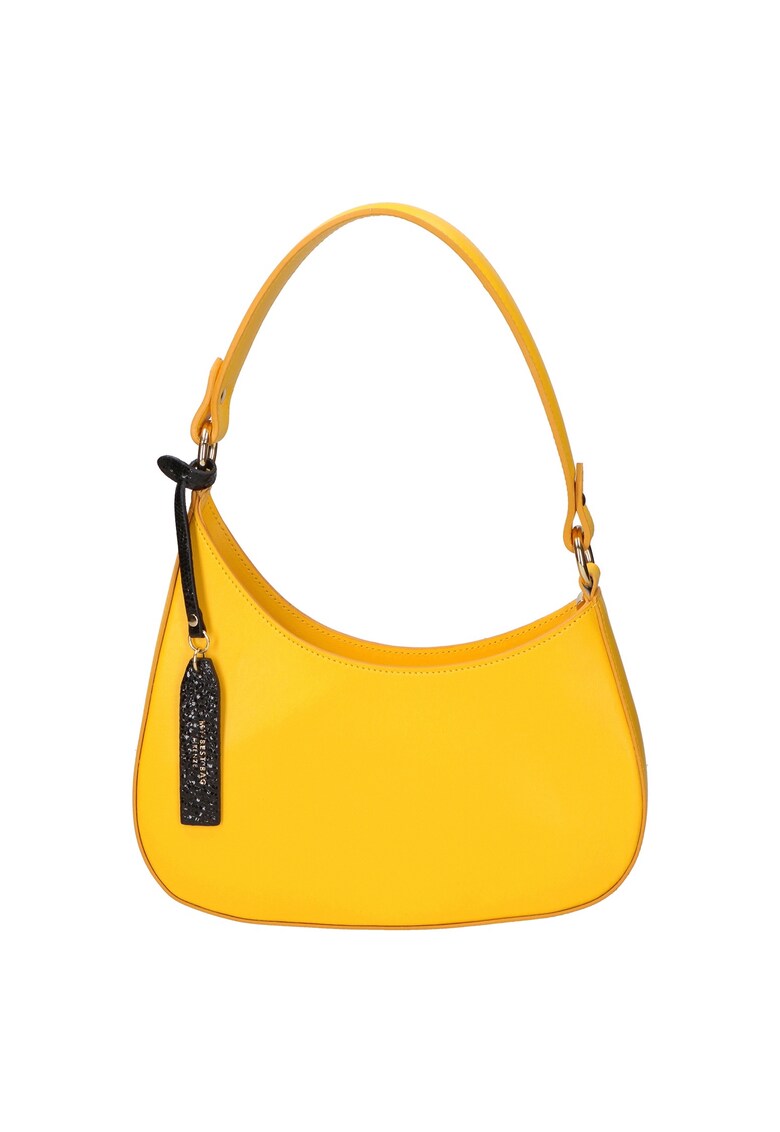Geanta de piele cu bareta de umar - Galben