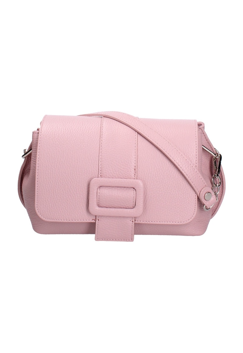 Roberta Rossi Geanta crossbody de piele cu clapa - Roz deschis