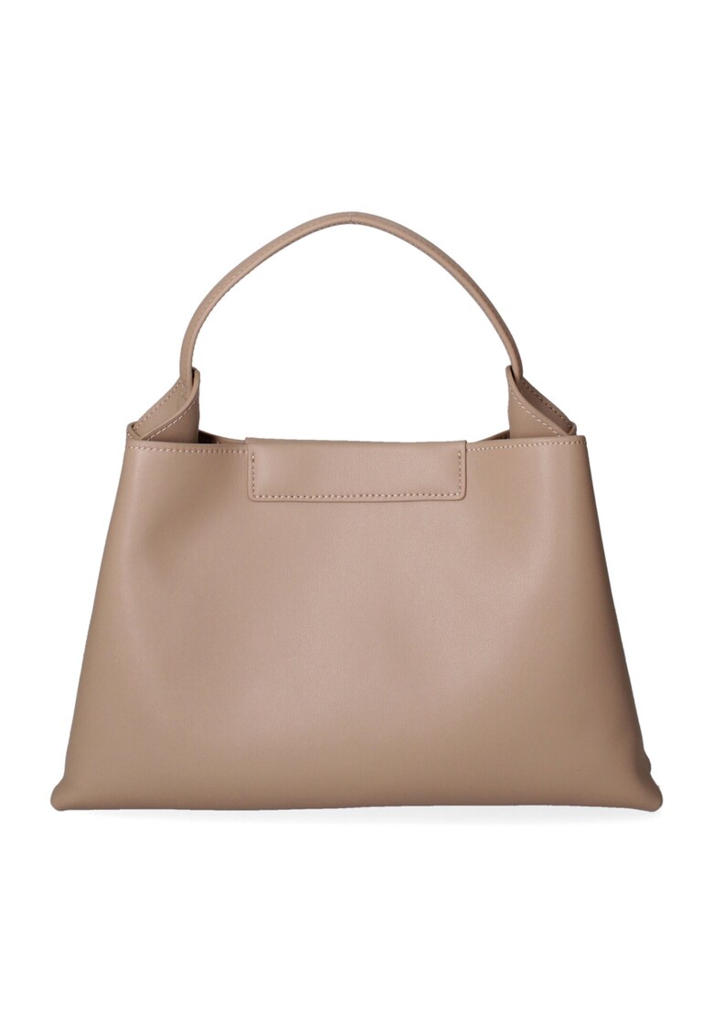 Geanta de piele cu maner si bareta detasabila - Maro taupe