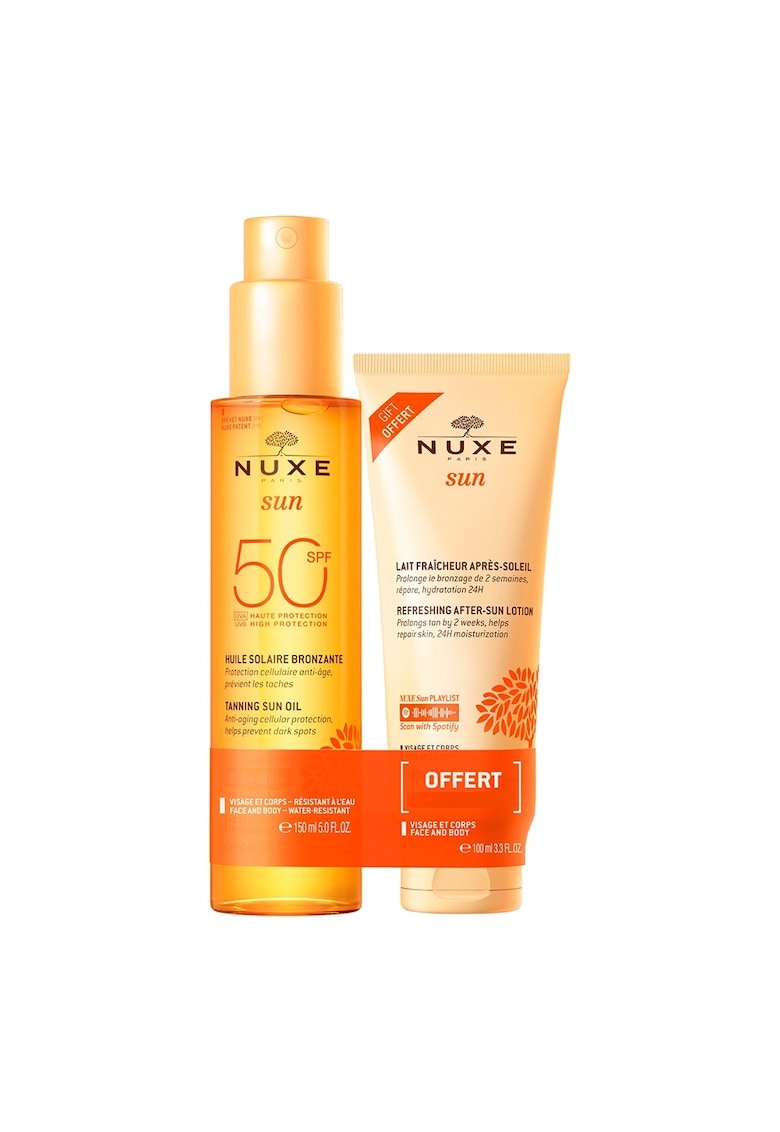 Set Ulei pentru bronzat cu protectie solara SPF50 pentru fata si corp -  Sun - 150 ml + Lotiune dupa expunere solara - 100 ml