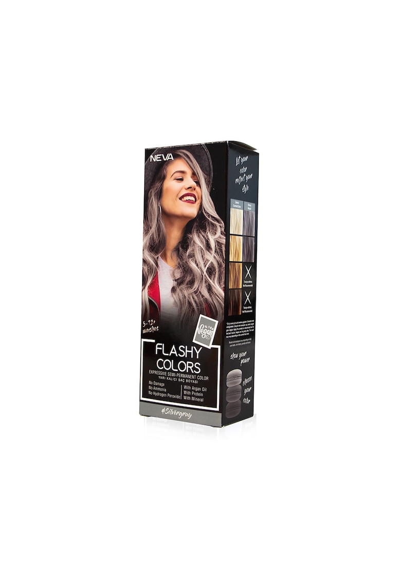 Flashy Colors Silver Gray - Nuantator semipermanent - gri argintiu - 100% vegan - 100 ml Flashy Colors Silver Gray - Nuantator semipermanent - gri argintiu - 100% vegan - 100 ml