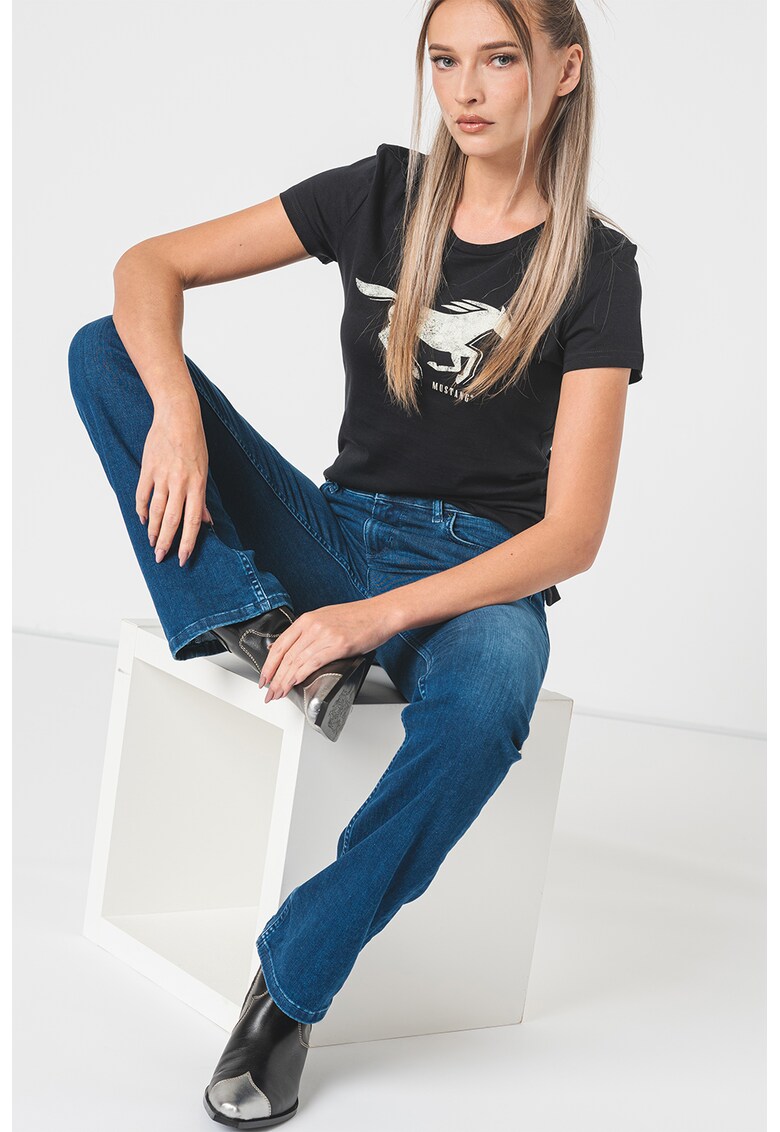 Blugi drepti cu talie medie - Albastru inchis