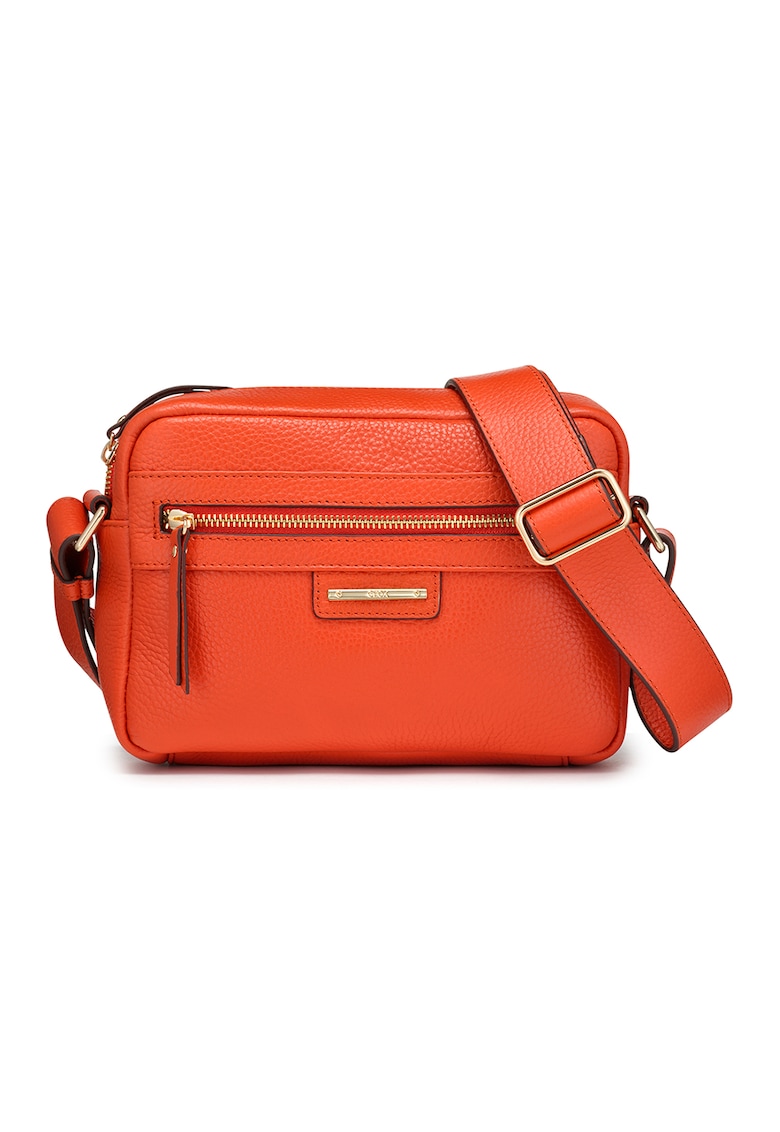 Geanta crossbody cu fermoar si aspect texturat Blandine