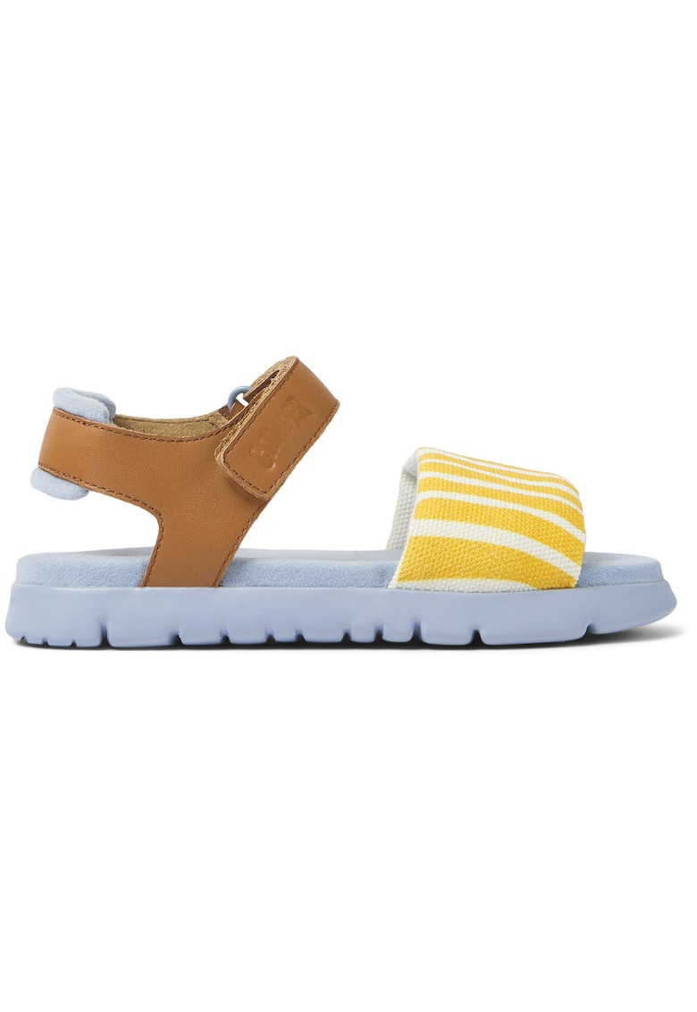 Sandale de piele cu velcro Oruga - Maro/Portocaliu/Albastru