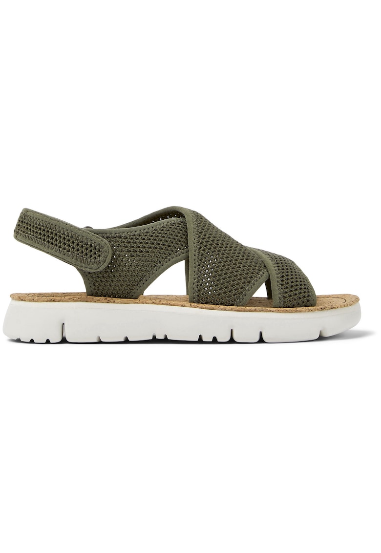 Sandale de plasa cu velcro Oruga - Verde masliniu inchis