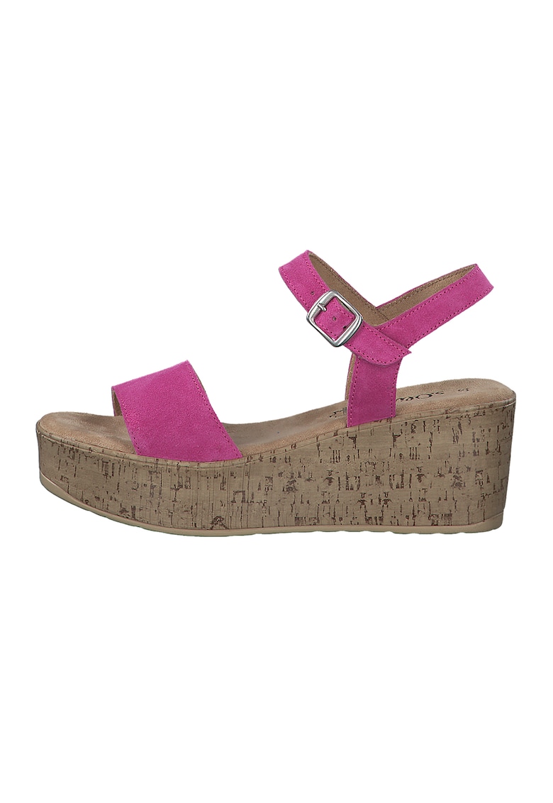 Sandale din piele intoarsa cu talpa wedge