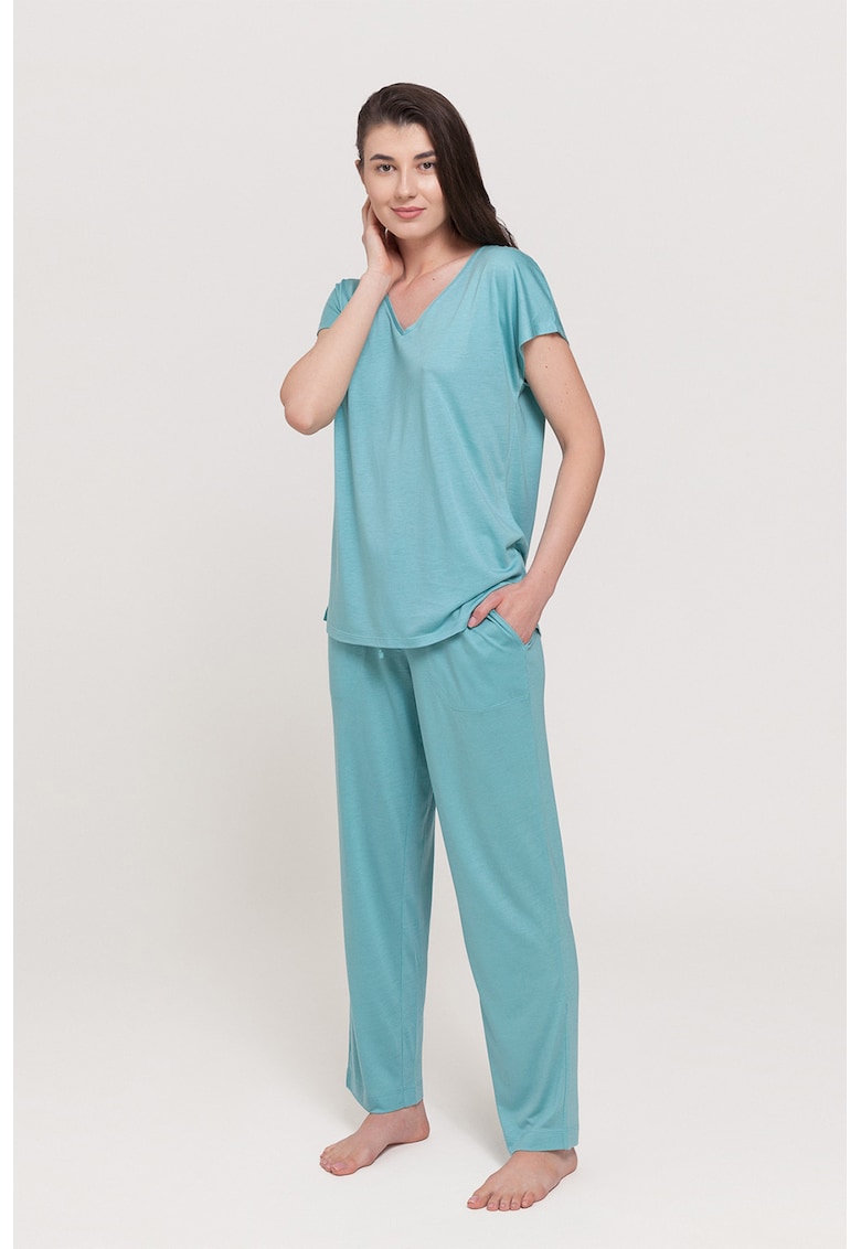 Tricou de casa din amestec de eucalipt cu decolteu in V Breeze