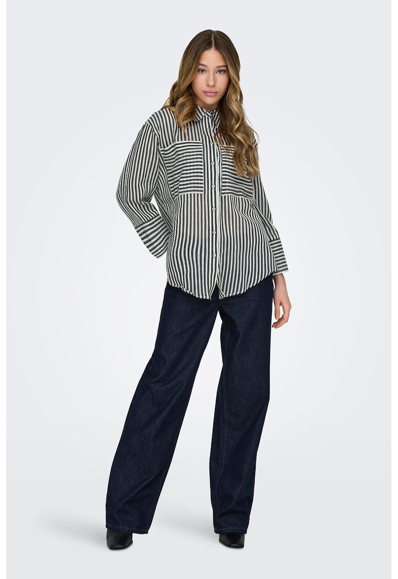 Camasa lejera din amestec de bumbac cu model in dungi