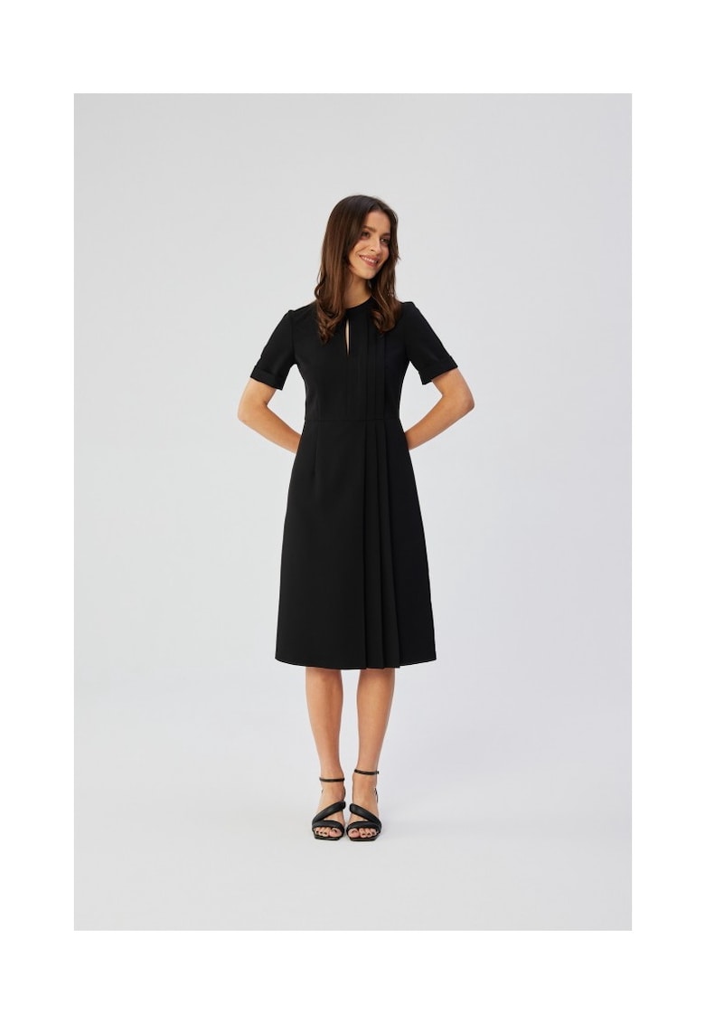 Rochie dama - cu pliuri laterale decorative - Poliester - 36798