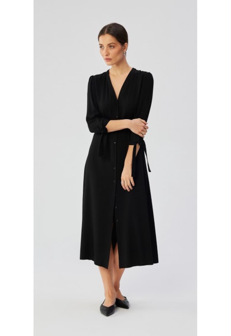 Rochie dama - midi cu mansete legate - Poliester - 54875