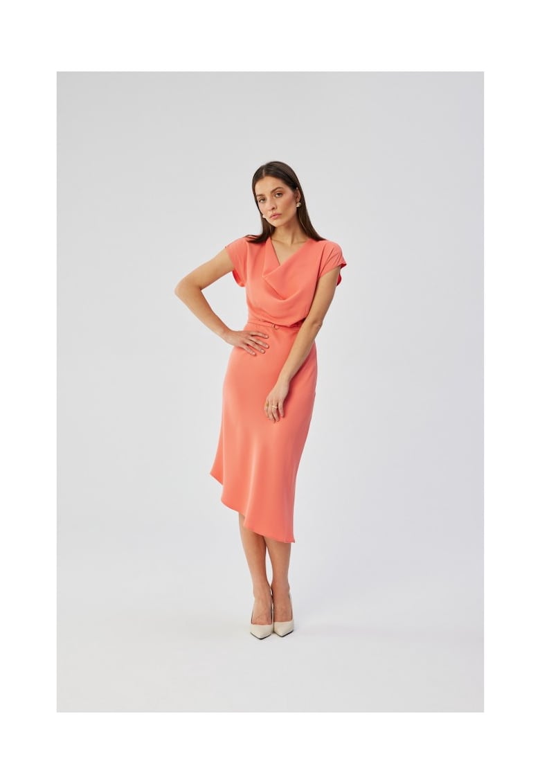 Rochie dama - asimetrica cu decolteu in cascada - Poliester - 65487