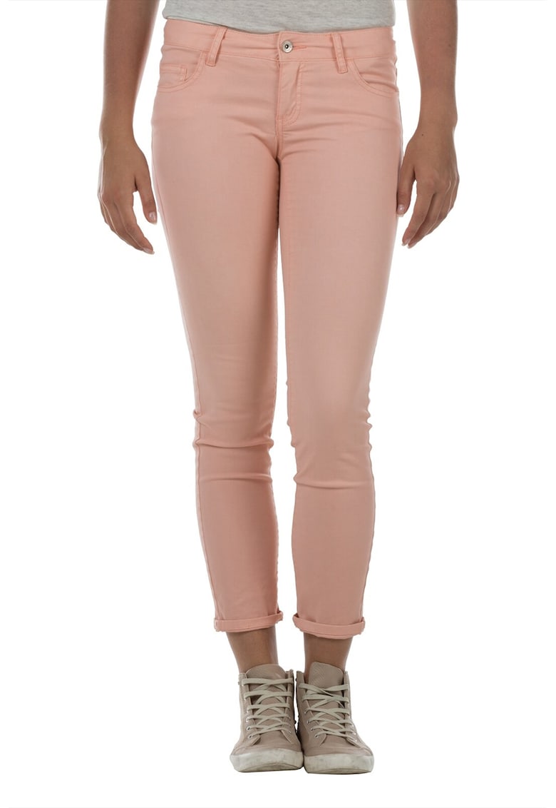 Pantaloni skinny crop cu talie joasa