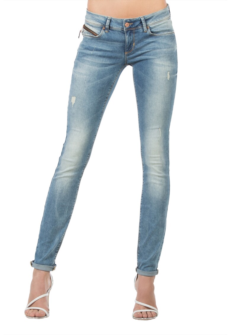 Blugi skinny cu aspect deteriorat