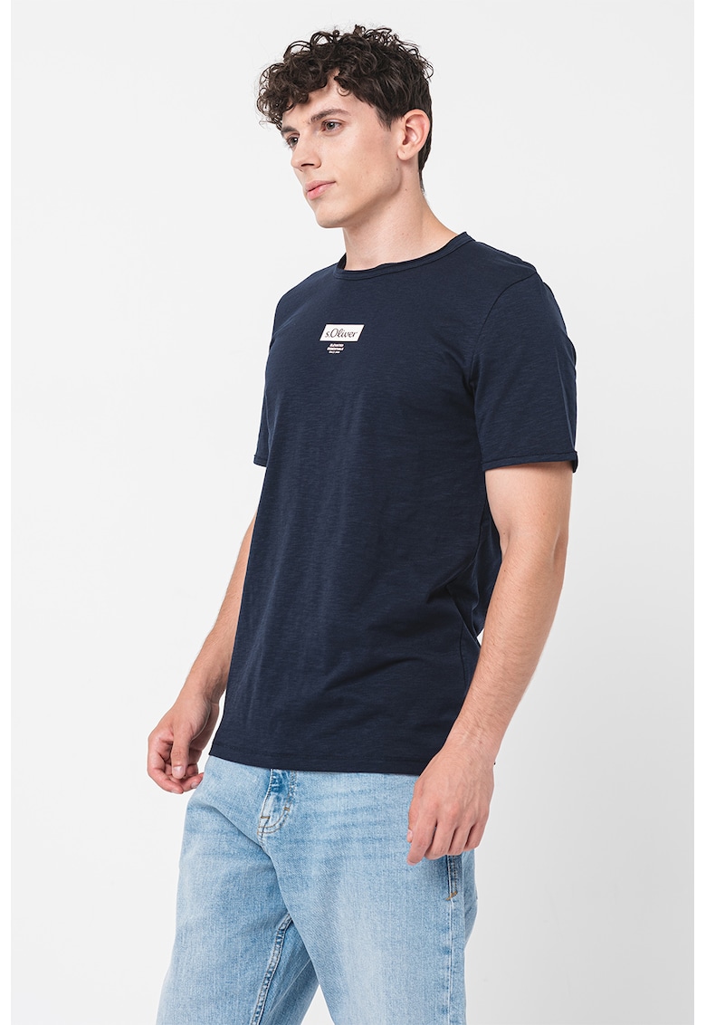 Tricou din bumbac cu imprimeu logo discret