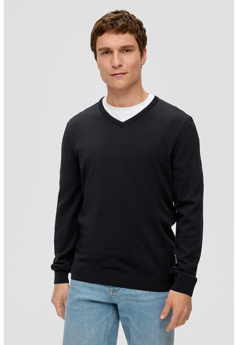 Pulover de bumbac cu decolteu in V