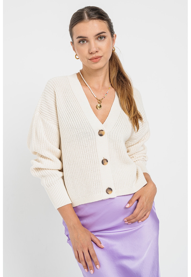 Cardigan tricotat cu maneci cazute