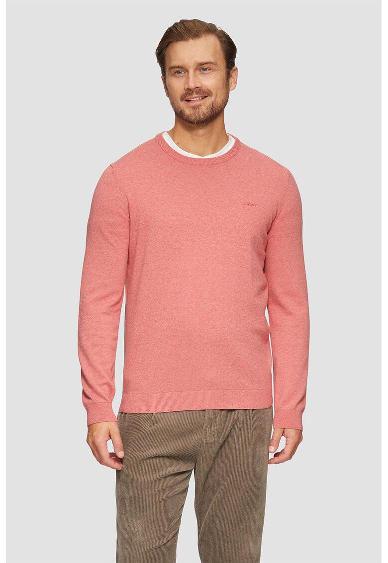 Pulover de bumbac cu decolteu la baza gatului