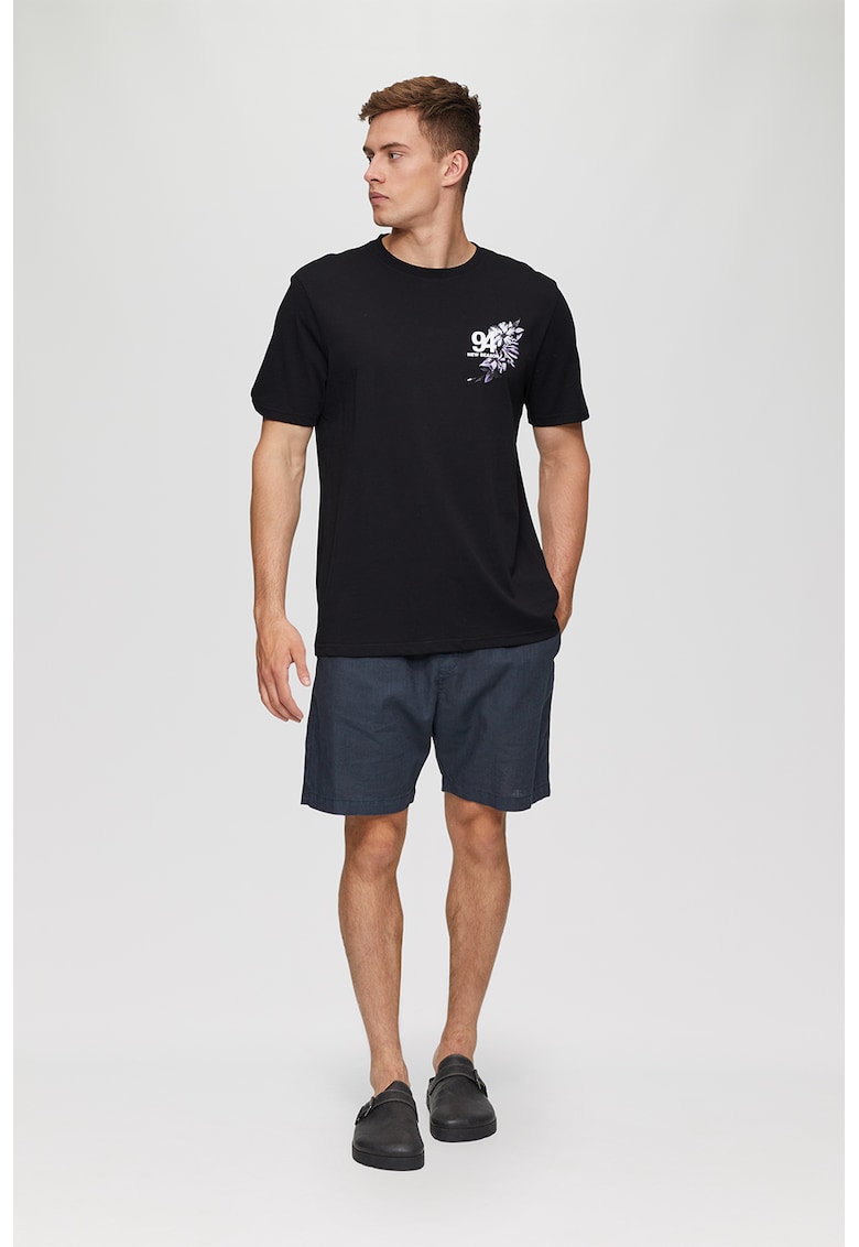 Tricou din bumbac cu decolteu la baza gatului
