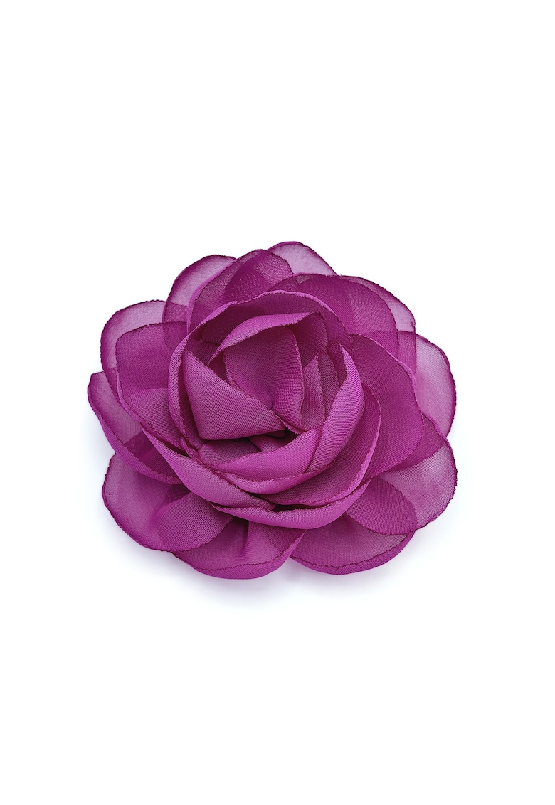 Agrafa par floare trandafir - Rose - voal rosu corai - Violet