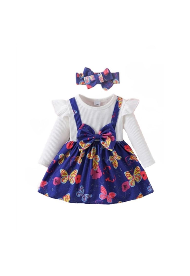Sarafan Cu Bentita - Model Little Butterfly - Casual - Fete - Maneca lunga - Multicolor