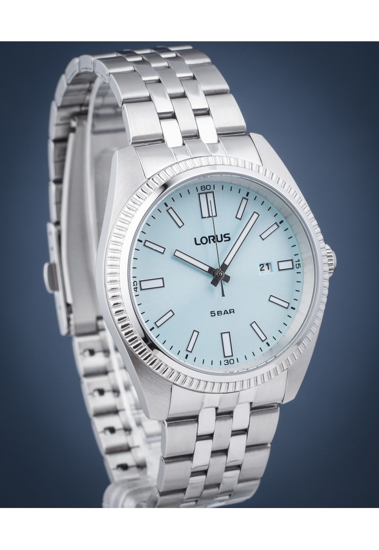 Ceas barbatesc Classic - mecanism quartz - data - luminescent - argintiu - 50m rezistent la apa