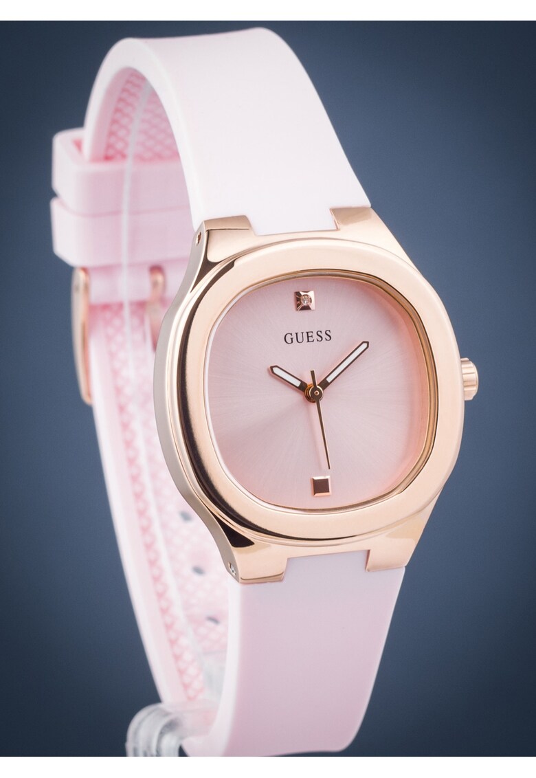 Ceas de dama Eve - carcasa aurie - cadran roz - curea silicon roz - rezistent la zgarieturi