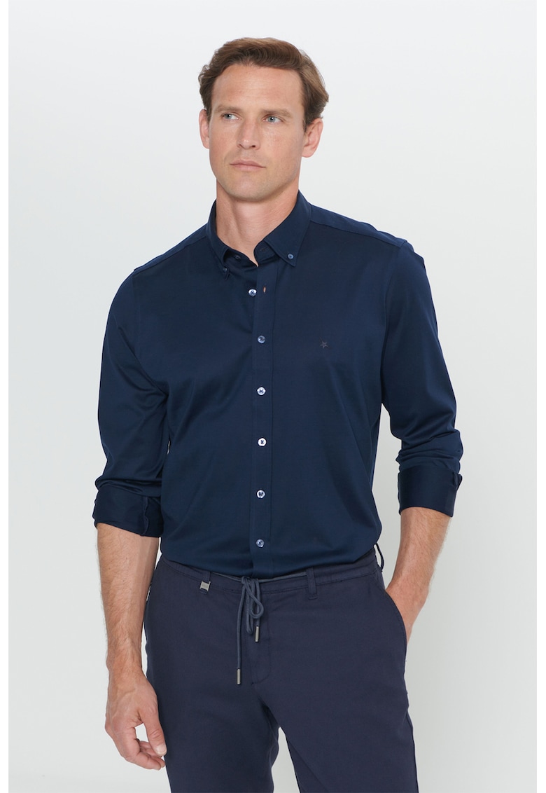 Camasa slim fit cu guler Oxford