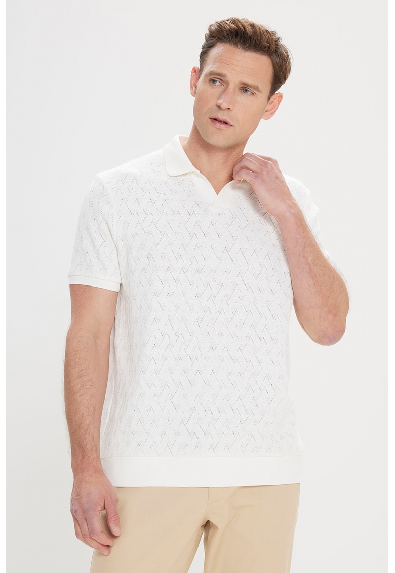 Tricou din amestec de bumbac cu aspect perforat