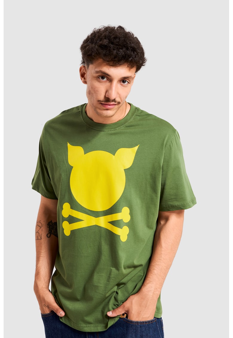 Porc Tricou unisex de bumbac cu logo - Verde