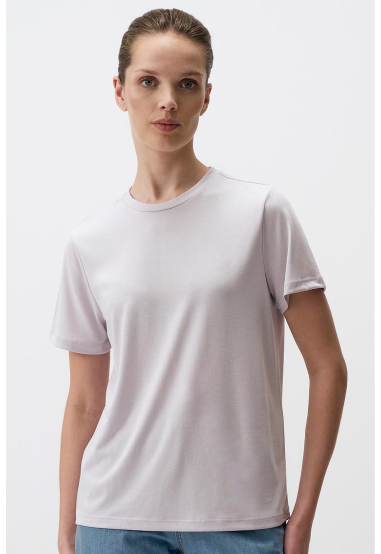 Tricou din amestec de modal cu decolteu la baza gatului