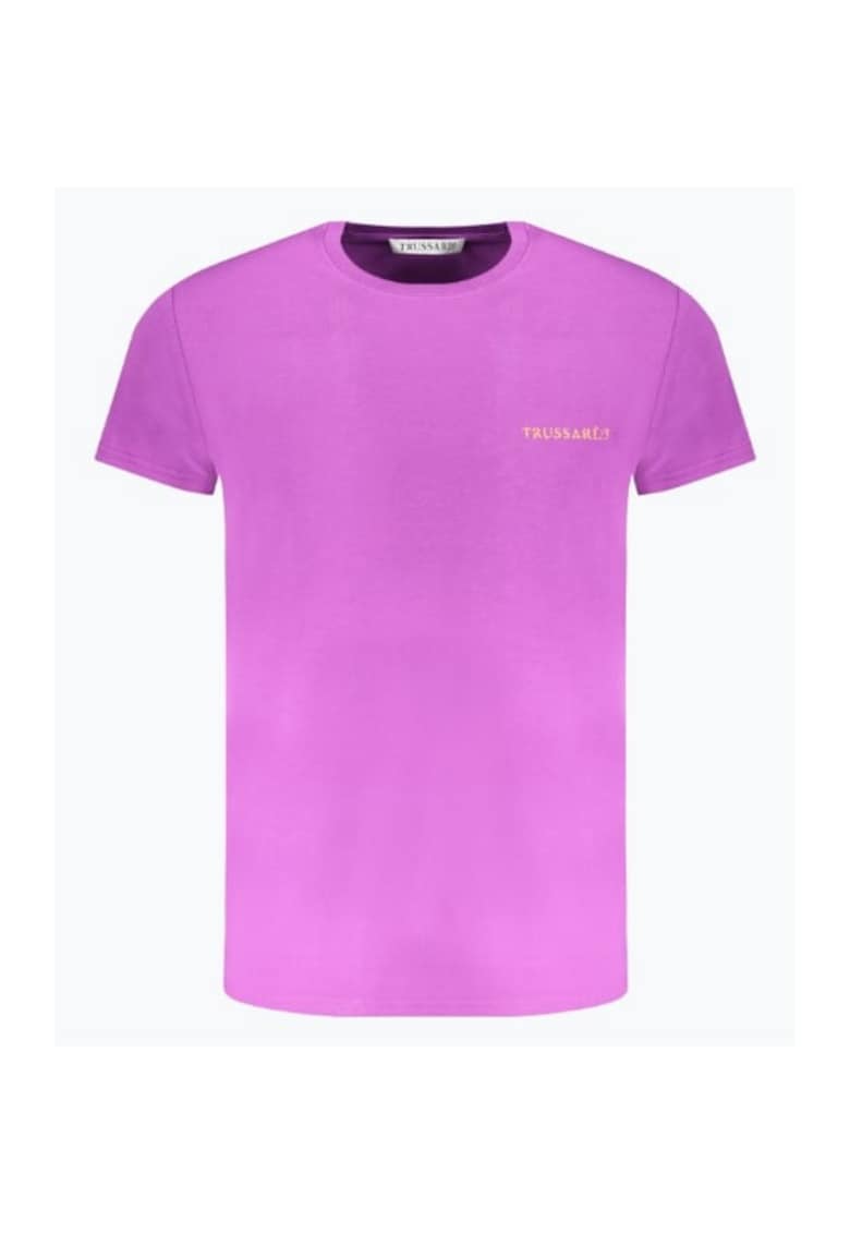 Tricou barbati cu decolteu la baza gatului din bumbac - Violet