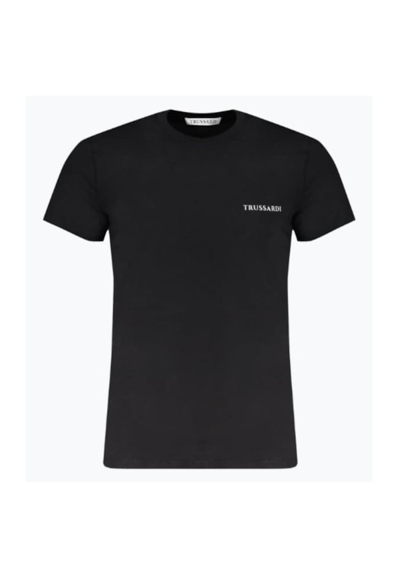 Tricou barbati din bumbac cu imprimeu cu logo - Negru