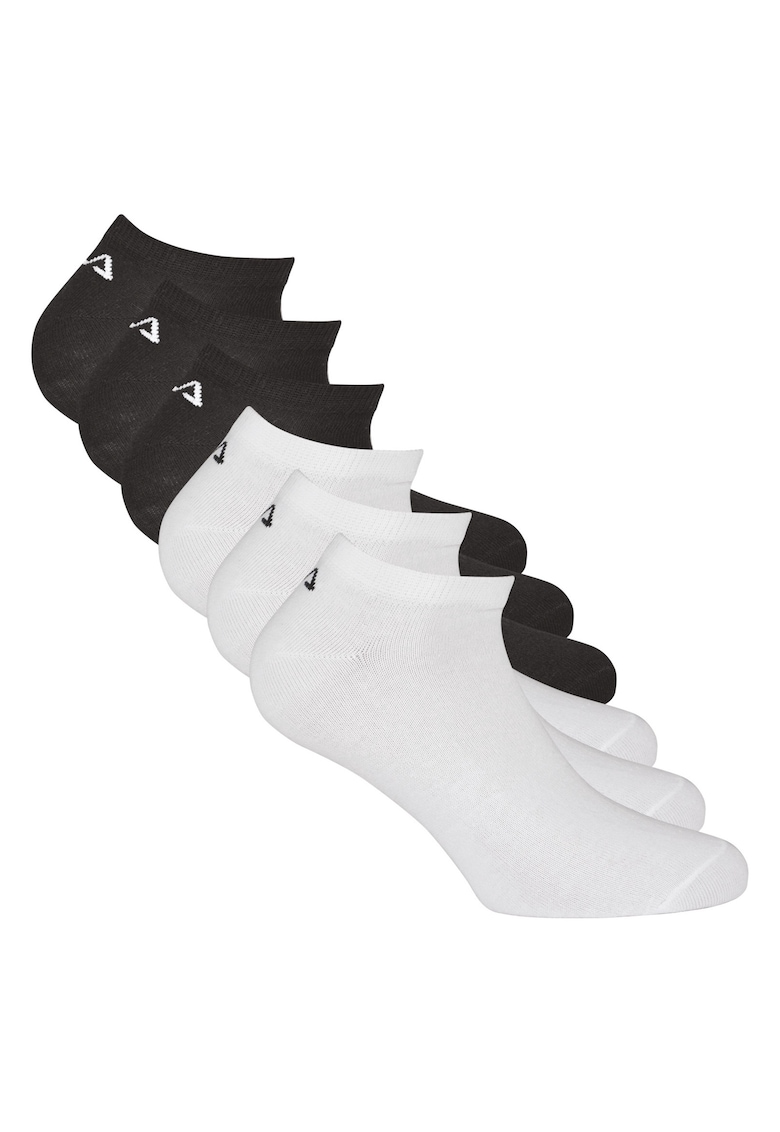 Fila Set de sosete pana la glezna unisex cu monograma discreta - 6 perechi - Alb/Negru
