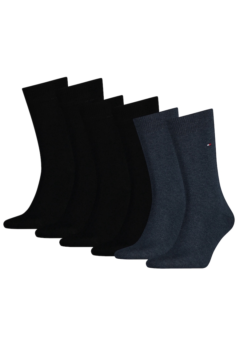 Tommy Hilfiger Set de sosete lungi - 6 perechi - Negru/Albastru