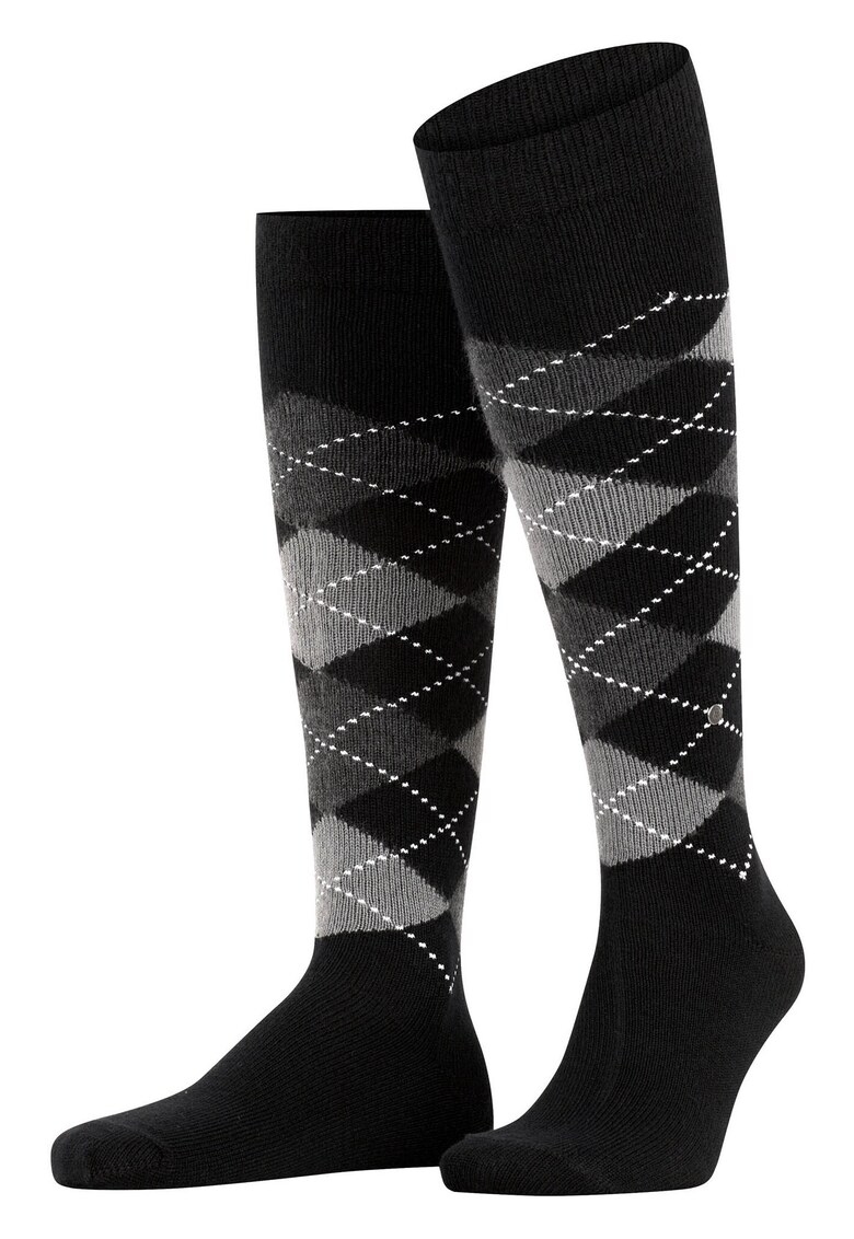Sosete lungi pana la genunchi cu model geometric Preston 32717 - Negru