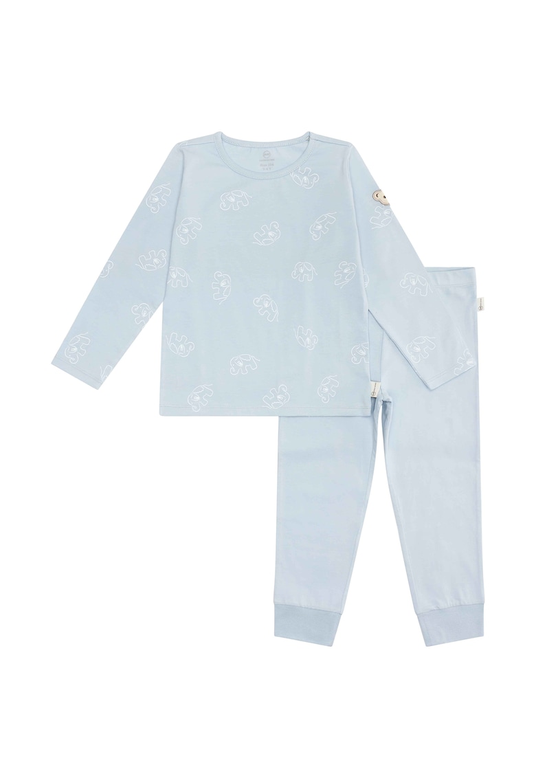 Pijama lunga cu imprimeu cu elefanti