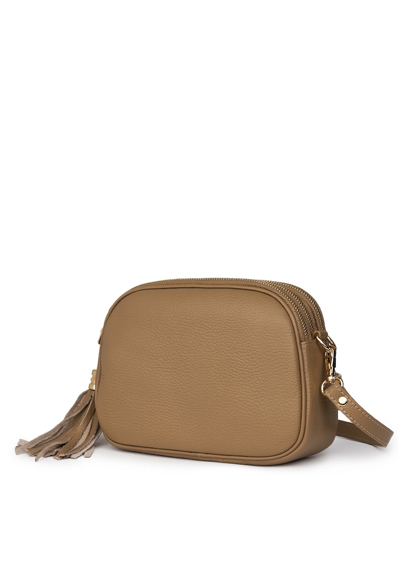 Poseta din piele cu trei compartimente Felicia verde - Bej