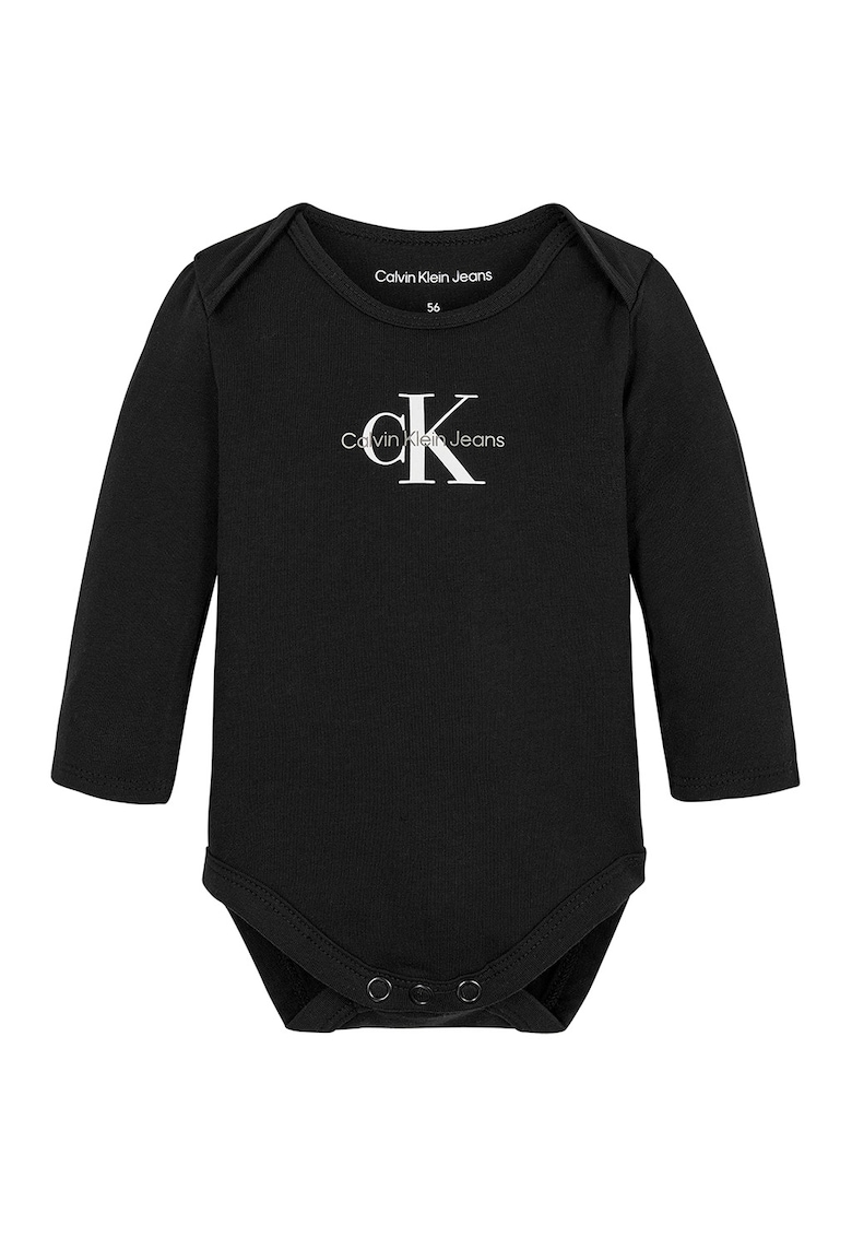 Body din amestec de bumbac organic cu imprimeu logo - Negru